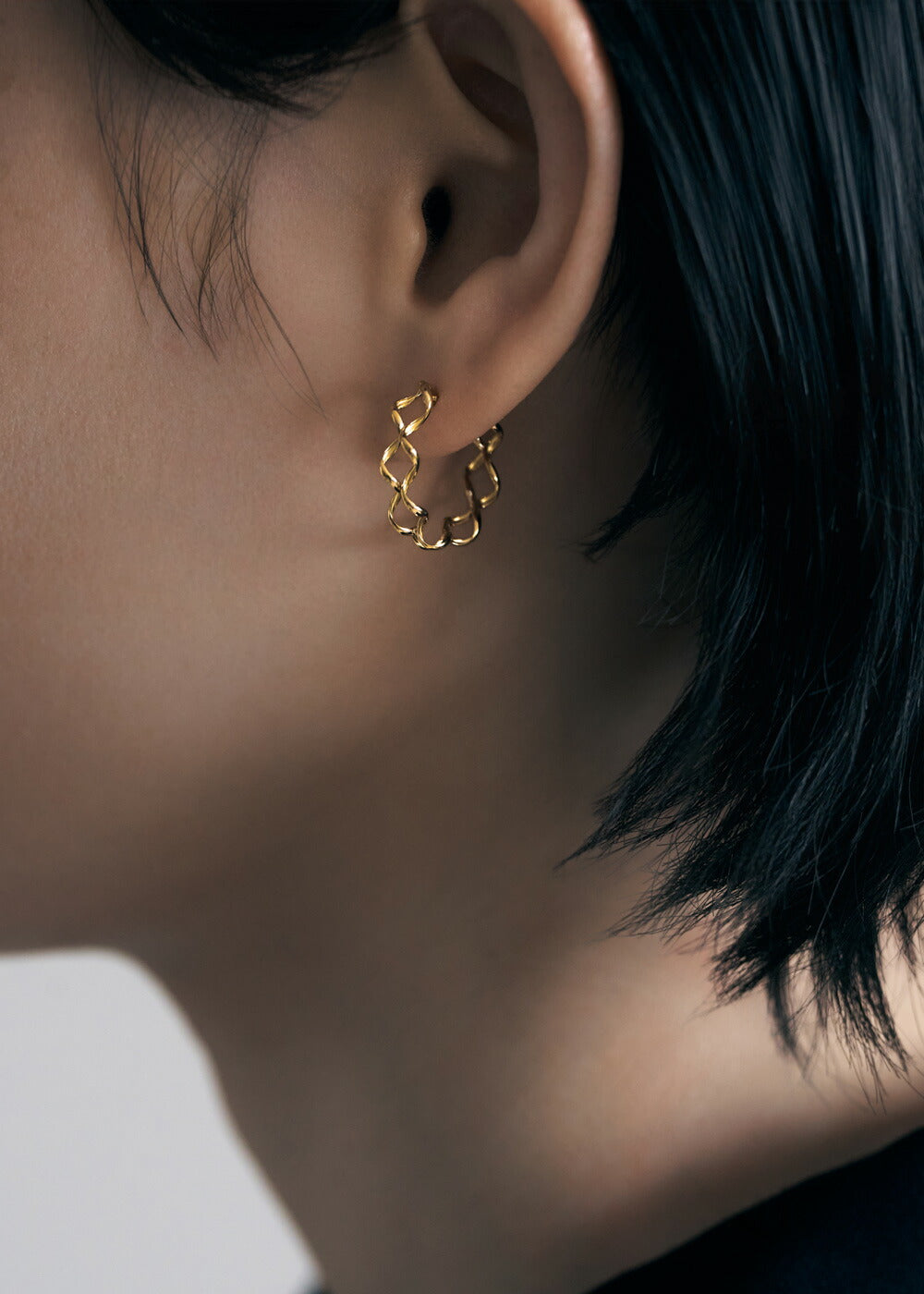 K18フープピアス-Intertwine Hoop Pierce-｜43-8203