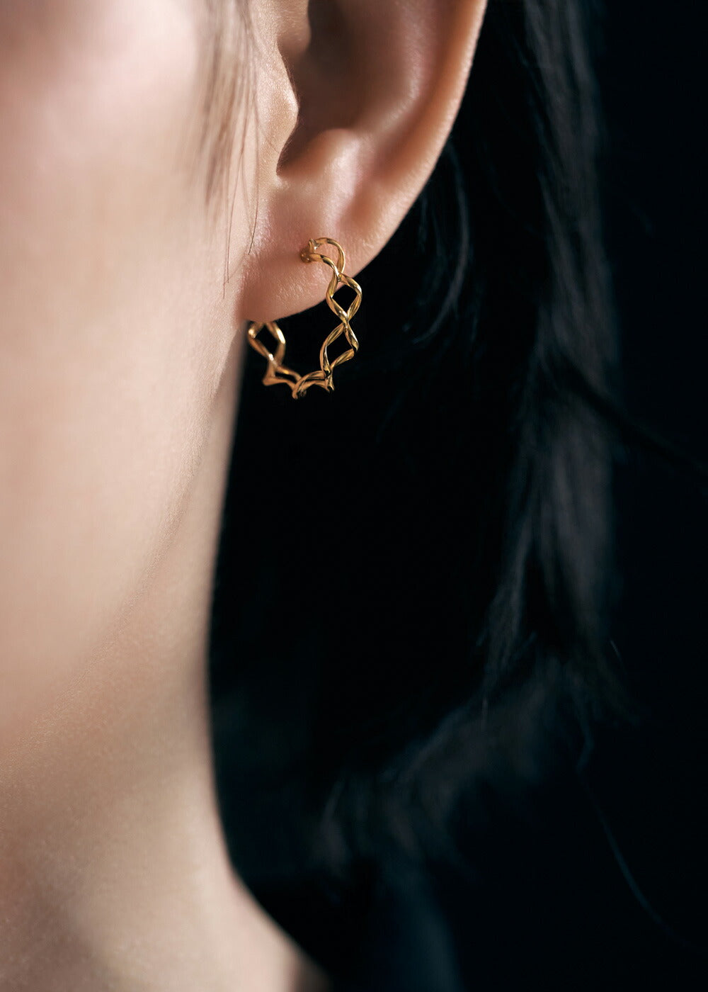 K18フープピアス-Intertwine Hoop Pierce-｜43-8203