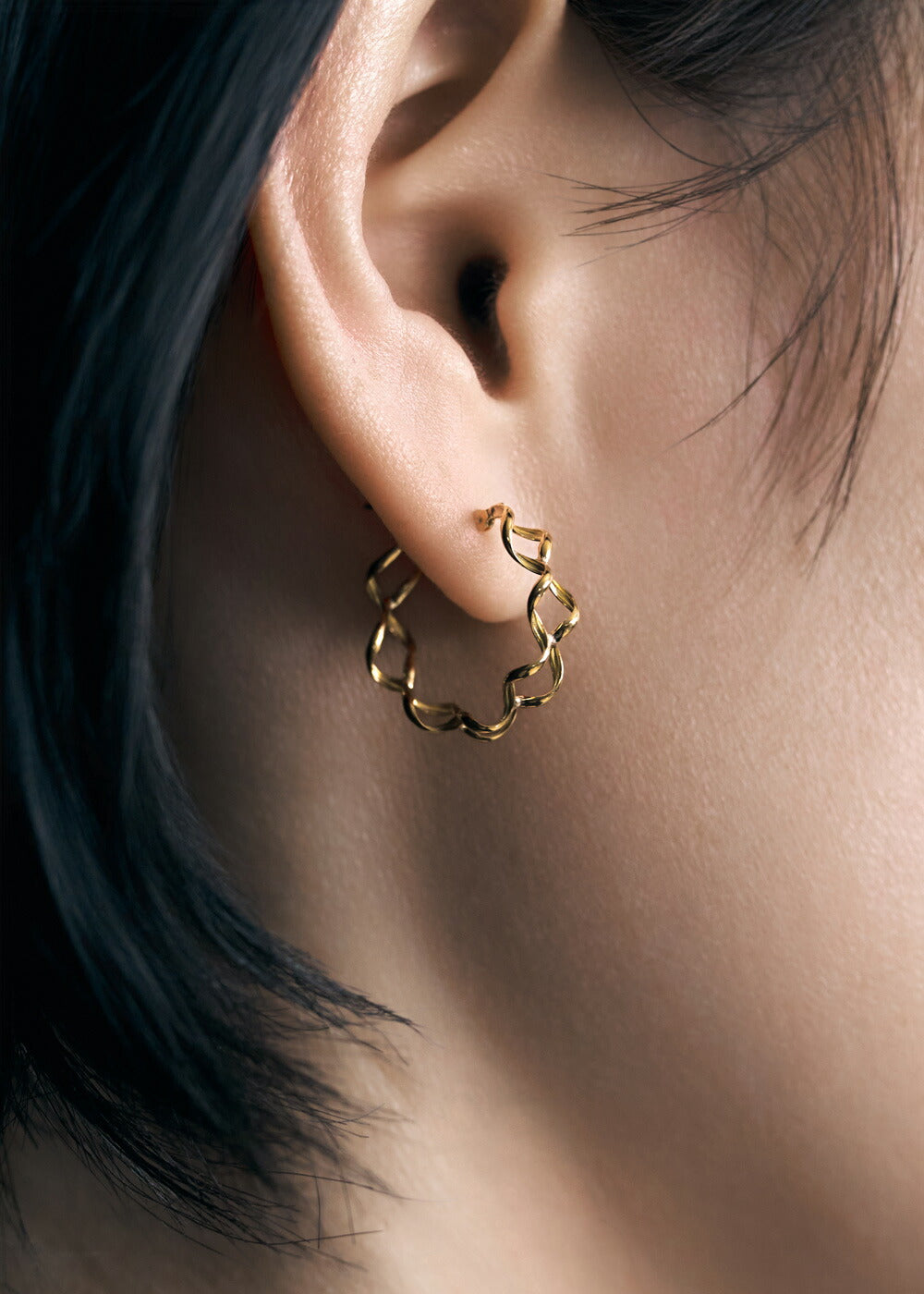 K18フープピアス-Intertwine Hoop Pierce-｜43-8203