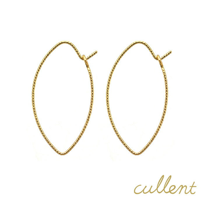 K18フープピアス -elegant leaf hoop M-