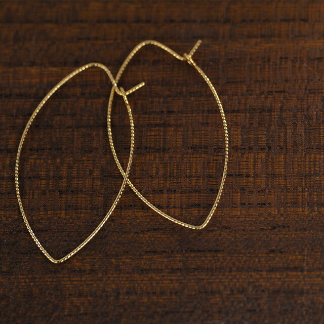 K18フープピアス -elegant leaf hoop L-