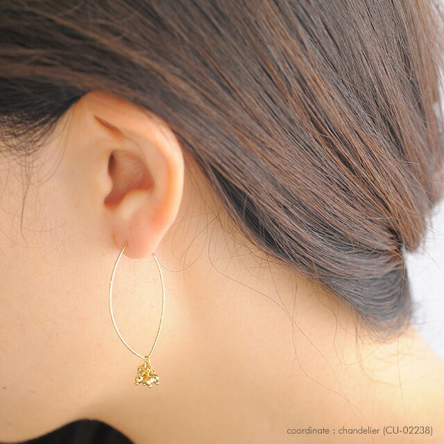 K18フープピアス -elegant leaf hoop L-