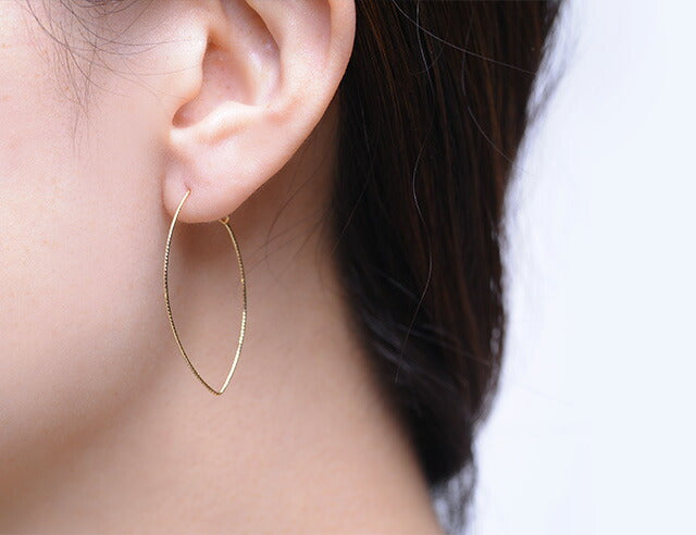K18フープピアス -elegant leaf hoop L-