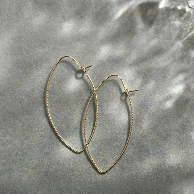 K18フープピアス -elegant leaf hoop L-