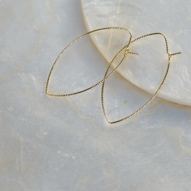 K18フープピアス -elegant leaf hoop L-