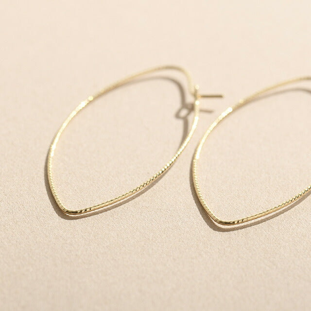 K18フープピアス -elegant leaf hoop L-