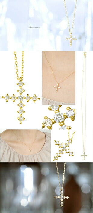 K18 クロス ダイヤモンドネックレス