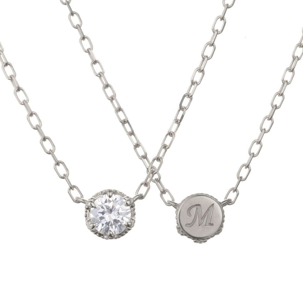 【イニシャル刻印可】 K18 ダイヤモンド ネックレス