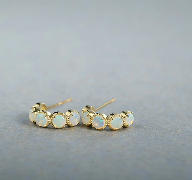 オパール　フープピアス